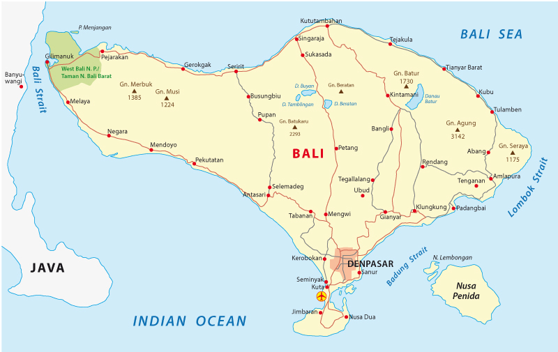 Bali on the map