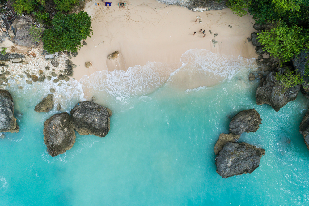 Drone shot of a beach in Bali