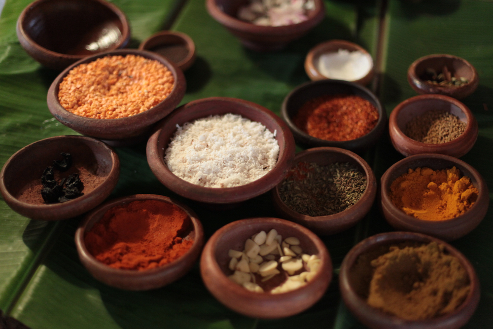 Some of the herbs and spices found in a common Sri Lankan household