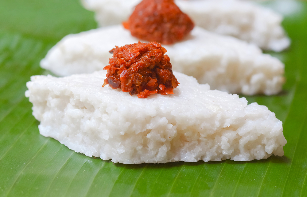 Milk Rice (Kiri Bath) with a side of Katta Sambol