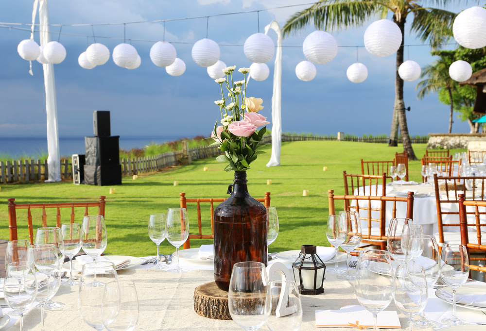 A table at a beach wedding In Sri Lanka