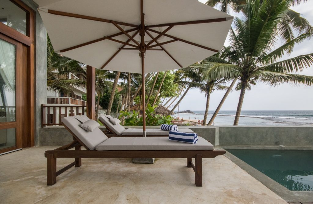 Outdoor area at a beautiful beach house in Sri Lanka